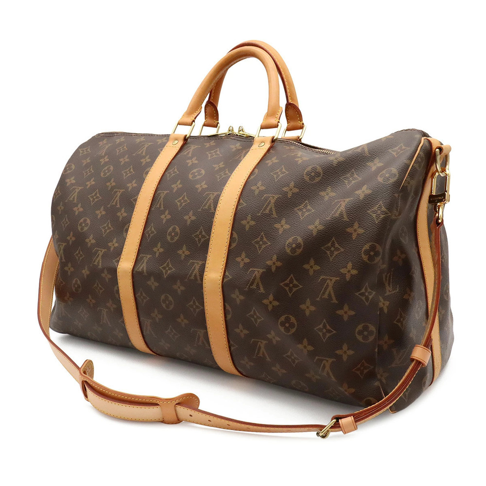 Louis Vuitton Monogram Boston Bag Travel Keepall Shoulder Bandouliere Brown